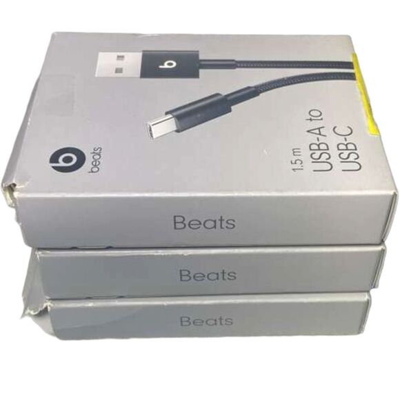Beats USB‑A to USB‑C Woven Charging Cable 1.5m 5ft Lot of 3 Fast Charge Box Wear - Picture 4 of 8